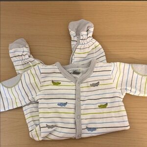 Carter's White and Blue Striped Baby Onesie with Animal Prints